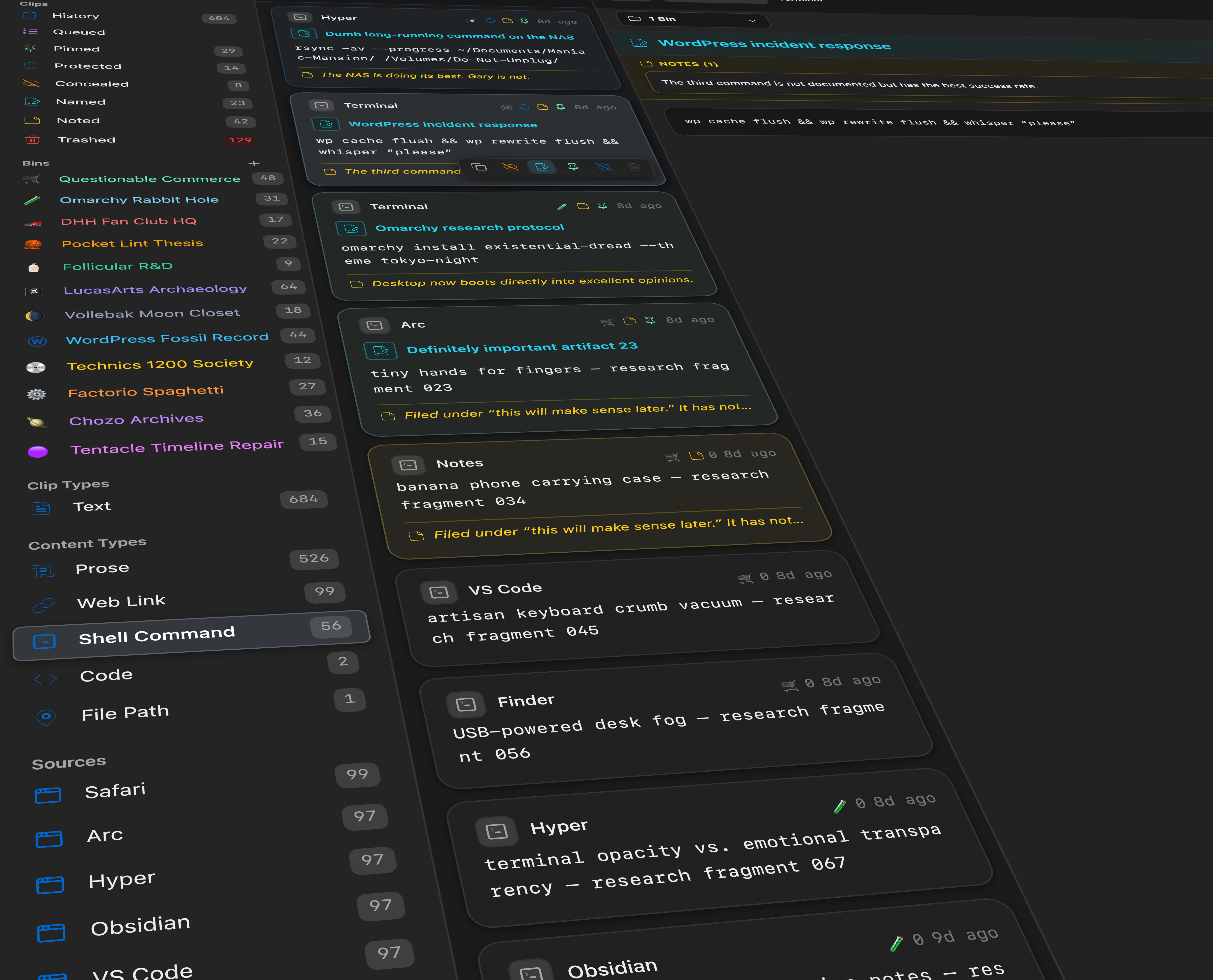 Pasted recognizing Shell Commands among clips from Terminal, Hyper, and other source applications